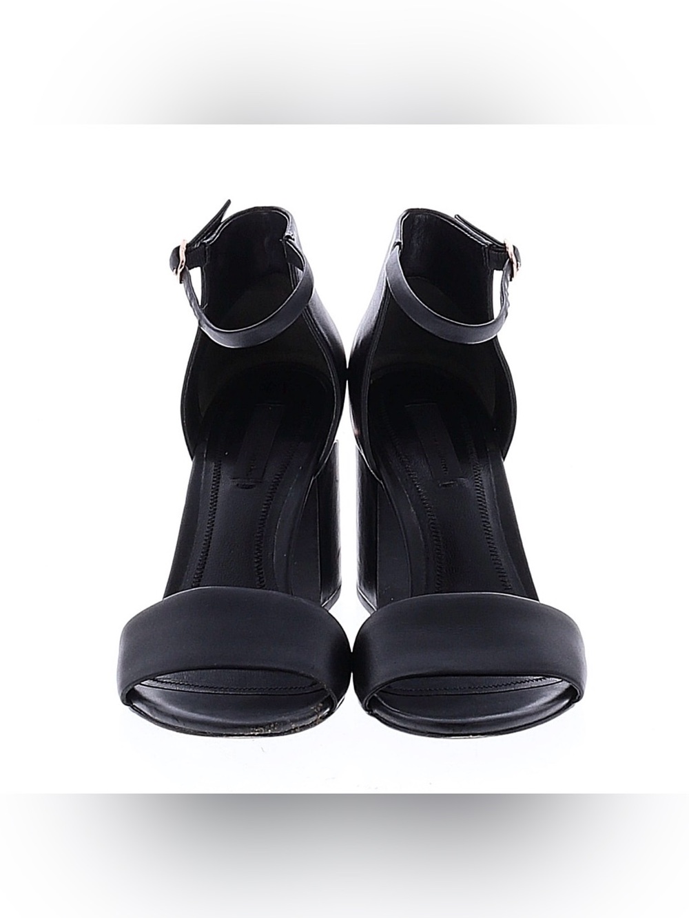 Alexander Wang Abby Black Ankle-Strap Block Heels with metal detail leather